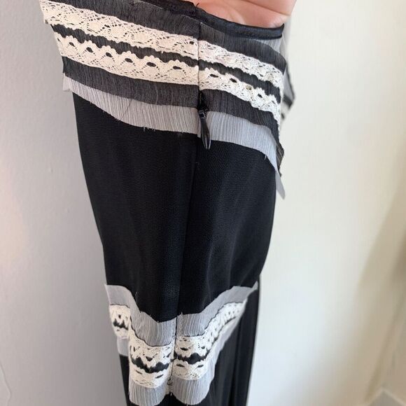 Max Studio Ribbon Lace Black L 12 Lace Lined Cocktail Fairy Whimsigoth Grunge - Picture 5 of 11